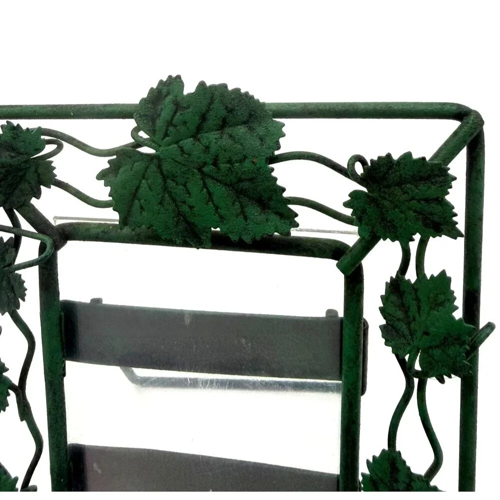 Vintage Wrought Iron Ivy Vine Leaf Picture Frame Green Metal Tabletop 4x6